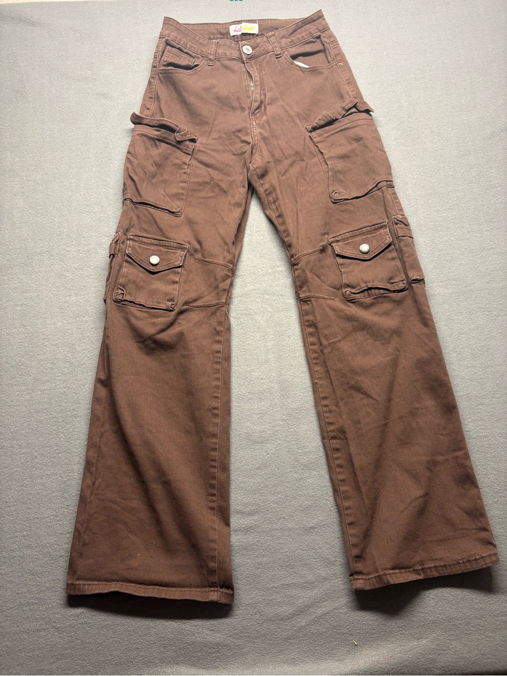 Brown Wide-Leg Cargo Jeans for Women